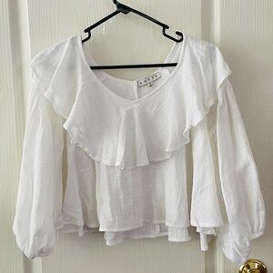 White Ruffle V-Neck Blouse